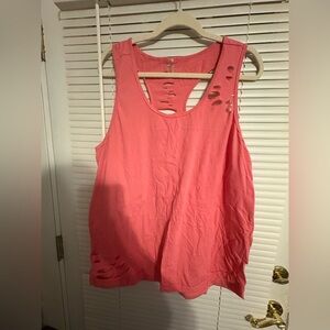 Mono B Pink Distressed Tank Top